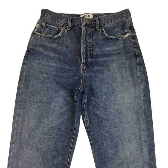 AGOLDE Riley High-Rise Straight-Leg Jeans Womens 25  Denim Factory Distressed Co - Picture 5 of 13